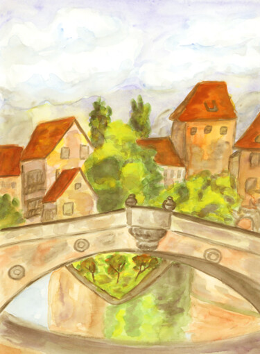 Картина под названием "Nuremberg 18" - Irina Afonskaya, Подлинное произведение искусства, Акварель