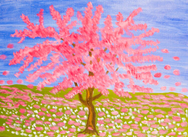 Painting titled "Cercis tree 3" by Irina Afonskaya, Original Artwork, Oil