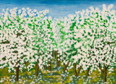 Ζωγραφική με τίτλο "White garden 3" από Irina Afonskaya, Αυθεντικά έργα τέχνης, Ακρυλικό