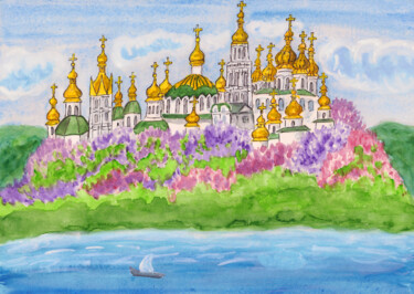 Painting titled "Kiev 2 Kievo-Pecher…" by Irina Afonskaya, Original Artwork, Watercolor