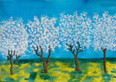 Painting titled "White garden 4" by Irina Afonskaya, Original Artwork, Acrylic