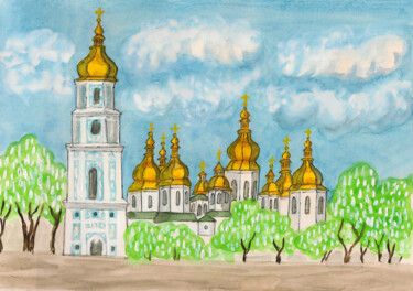 Pittura intitolato "Kiev 5 St. Sofia ca…" da Irina Afonskaya, Opera d'arte originale, Acquarello