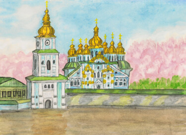 Peinture intitulée "Kiev 6 capital of U…" par Irina Afonskaya, Œuvre d'art originale, Aquarelle