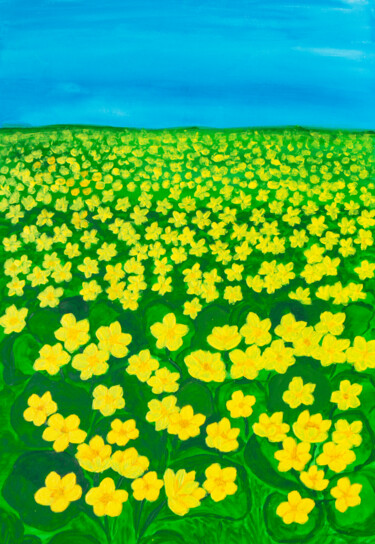 Pintura intitulada "Yellowcups" por Irina Afonskaya, Obras de arte originais, Acrílico Montado em Cartão