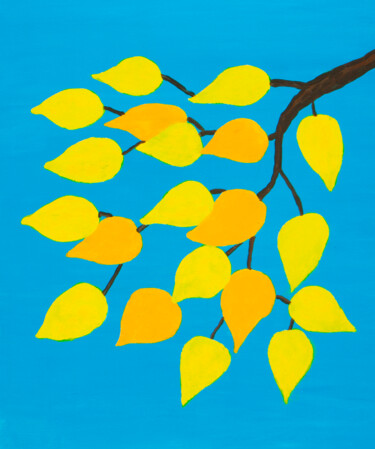Картина под названием "Autumn branch with…" - Irina Afonskaya, Подлинное произведение искусства, Акрил Установлен на картон