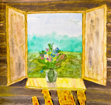 Картина под названием "Bouquet of wild flo…" - Irina Afonskaya, Подлинное произведение искусства, Акварель