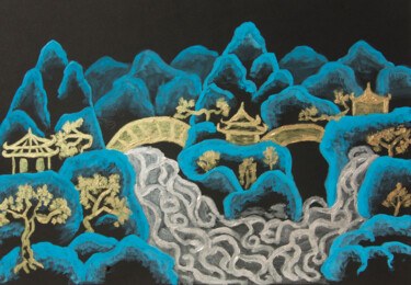 Pintura titulada "Chinese landscape o…" por Irina Afonskaya, Obra de arte original, Acrílico