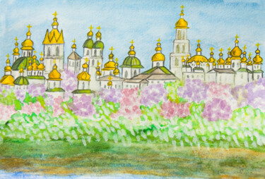 Картина под названием "Kiev 4 Kievo-Pecher…" - Irina Afonskaya, Подлинное произведение искусства, Акварель