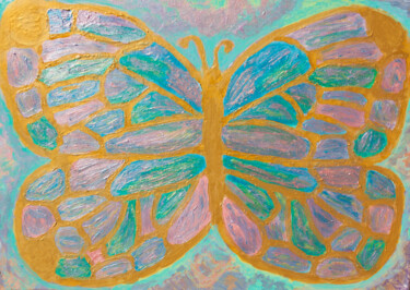 Картина под названием "Glittering butterfly" - Irina Afonskaya, Подлинное произведение искусства, Акрил Установлен на Деревя…