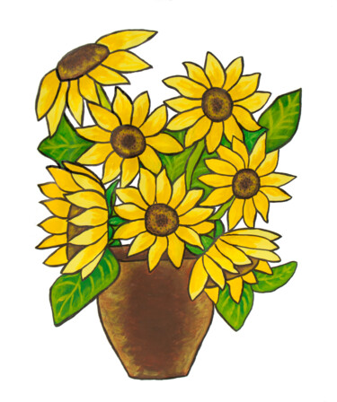Peinture intitulée "Sunflowers in vase…" par Irina Afonskaya, Œuvre d'art originale, Acrylique