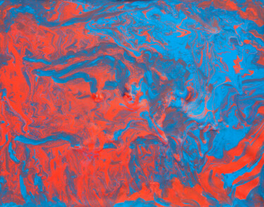 Картина под названием "Abstract red and bl…" - Irina Afonskaya, Подлинное произведение искусства, Акрил