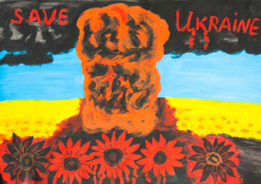 Painting titled "Save Ukraine 2" by Irina Afonskaya, Original Artwork, Acrylic