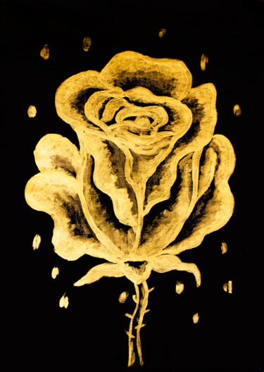 Painting titled "Golden rose 3" by Irina Afonskaya, Original Artwork, Acrylic