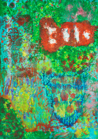 绘画 标题为“Corals and red fish” 由Irina Afonskaya, 原创艺术品, 丙烯 安装在纸板上
