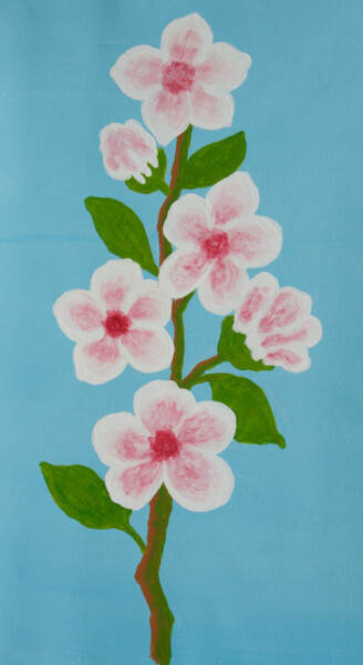 Pintura intitulada "Branch with pink-wh…" por Irina Afonskaya, Obras de arte originais, Acrílico