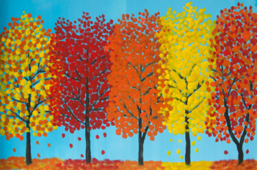 제목이 "Autumn trees in yel…"인 미술작품 Irina Afonskaya로, 원작, 아크릴