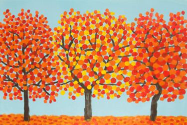 "Autumn trees yellow…" başlıklı Tablo Irina Afonskaya tarafından, Orijinal sanat, Akrilik