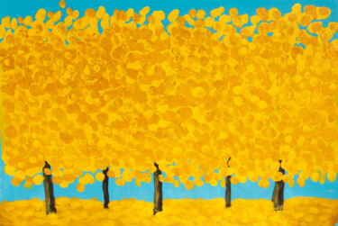 Ζωγραφική με τίτλο "Yellow trees 3" από Irina Afonskaya, Αυθεντικά έργα τέχνης, Ακρυλικό