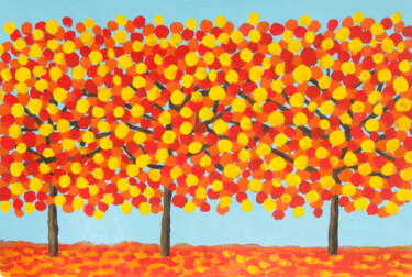 "Autumn trees yellow…" başlıklı Tablo Irina Afonskaya tarafından, Orijinal sanat, Akrilik