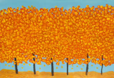 Painting titled "Yellow-orange trees" by Irina Afonskaya, Original Artwork, Acrylic