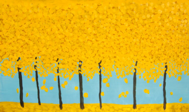 Ζωγραφική με τίτλο "Yellow trees  4" από Irina Afonskaya, Αυθεντικά έργα τέχνης, Ακρυλικό