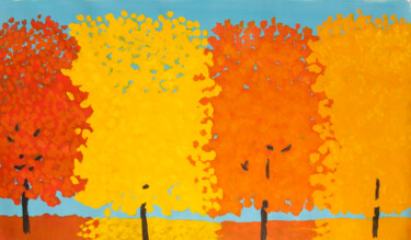 Painting titled "Yellow and orange t…" by Irina Afonskaya, Original Artwork, Acrylic