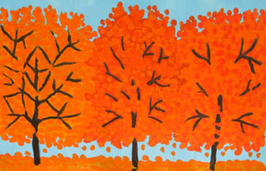 Schilderij getiteld "Orange trees 3" door Irina Afonskaya, Origineel Kunstwerk, Acryl