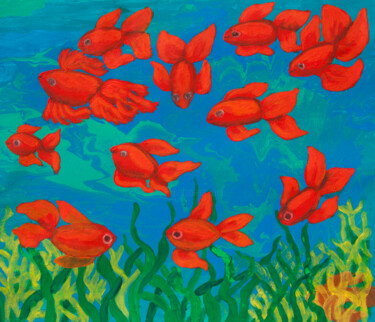 "Red fishes 2" başlıklı Tablo Irina Afonskaya tarafından, Orijinal sanat, Akrilik