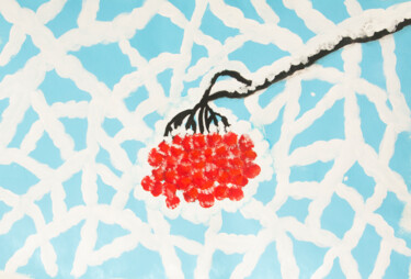 Painting titled "Ashberries on snow…" by Irina Afonskaya, Original Artwork, Acrylic