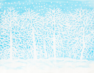 Schilderij getiteld "Winter forest 2" door Irina Afonskaya, Origineel Kunstwerk, Acryl
