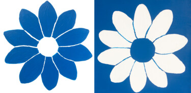 绘画 标题为“Two flowers in whit…” 由Irina Afonskaya, 原创艺术品, 丙烯 安装在木质担架架上