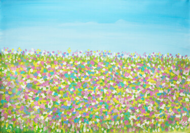 Pittura intitolato "Spring meadow in bl…" da Irina Afonskaya, Opera d'arte originale, Olio