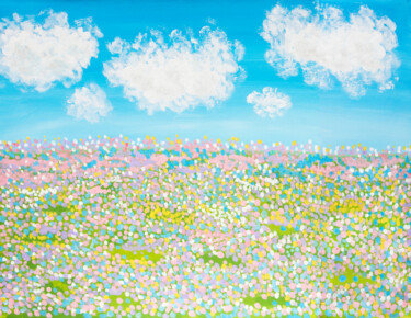Painting titled "Spring meadow in bl…" by Irina Afonskaya, Original Artwork, Acrylic