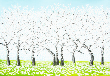 Ζωγραφική με τίτλο "White spring trees 2" από Irina Afonskaya, Αυθεντικά έργα τέχνης, Ακρυλικό