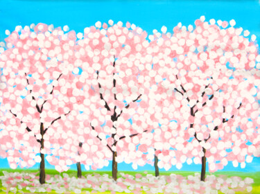 「White-pink spring t…」というタイトルの絵画 Irina Afonskayaによって, オリジナルのアートワーク, アクリル