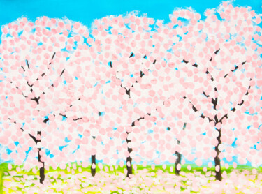 Картина под названием "White-pink trees 3" - Irina Afonskaya, Подлинное произведение искусства, Акрил