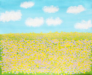 Pittura intitolato "Spring meadow with…" da Irina Afonskaya, Opera d'arte originale, Acrilico