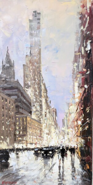 Painting titled "New York City. Even…" by Irina Alexandrina, Original Artwork, Oil