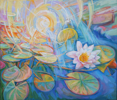 Peinture intitulée "Солнце в моём пруду…" par Irina Andreieva, Œuvre d'art originale, Huile