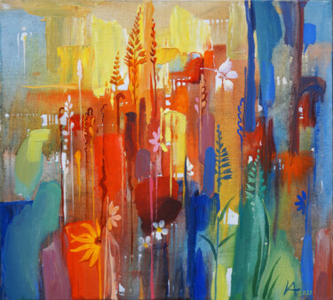 Pittura intitolato "Утро в моём саду /…" da Irina Andreieva, Opera d'arte originale, Olio