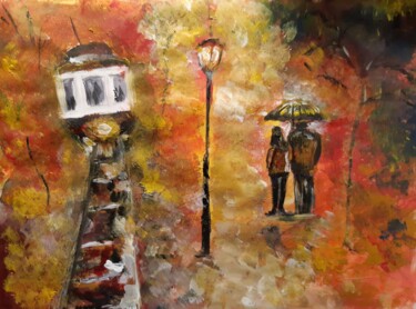 Peinture intitulée "Осень. Последний тр…" par Irina Androsova, Œuvre d'art originale, Gouache