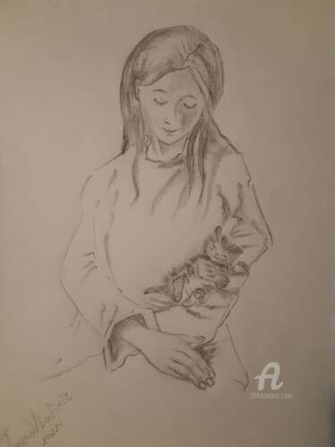 Dessin intitulée "Добрые руки." par Irina Androsova, Œuvre d'art originale, Graphite
