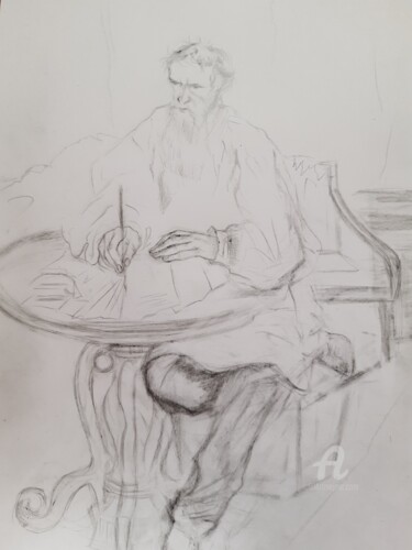 Drawing titled "Л.Н.Толстой - вольн…" by Irina Androsova, Original Artwork, Graphite