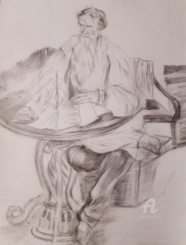 Drawing titled "Граф Л.Н.Толстой -…" by Irina Androsova, Original Artwork, Graphite