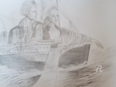 Dibujo titulada "Титаник" por Irina Androsova, Obra de arte original, Grafito