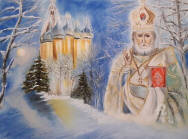 Dessin intitulée "Святитель Николай" par Irina Androsova, Œuvre d'art originale, Pastel