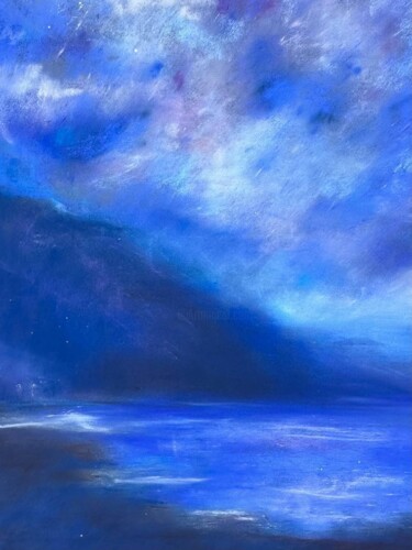 Peinture intitulée "Blue Horizons: Moun…" par Irina Anis, Œuvre d'art originale, Pastel