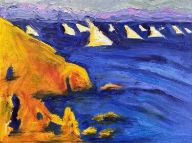 Schilderij getiteld "Blue Sea" door Irina Anis, Origineel Kunstwerk, Olie