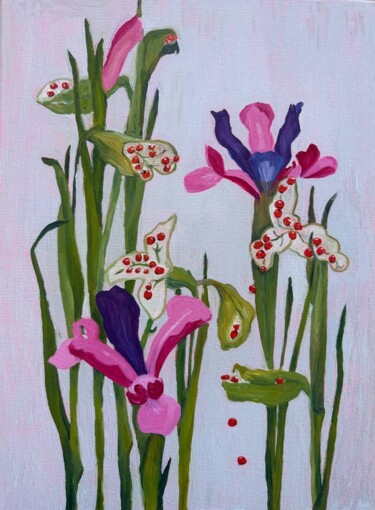 Картина под названием "Rise of Irises: Enc…" - Irina Anis, Подлинное произведение искусства, Масло