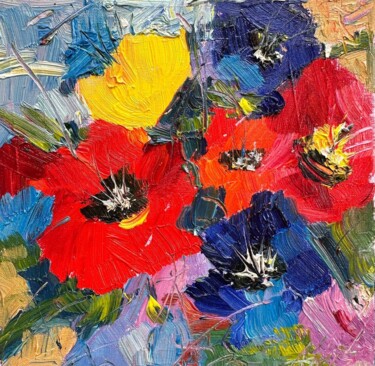 Ζωγραφική με τίτλο "Floral energy" από Irina Anis, Αυθεντικά έργα τέχνης, Λάδι